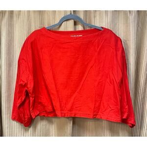 Bis Bis Gene Ewing California Wash Wrinkled Rich Cotton Crop Top- Red- Size L